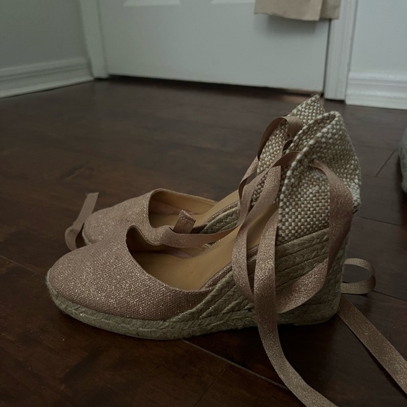 Castaner Carina Rose Gold Espadrille Wedges - Picture 4 of 6